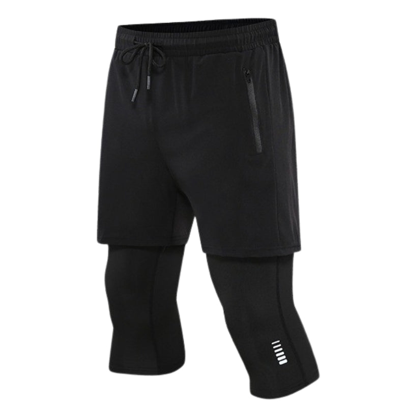 Short de Sport 2-en-1 avec Collant de Compression Intégré
