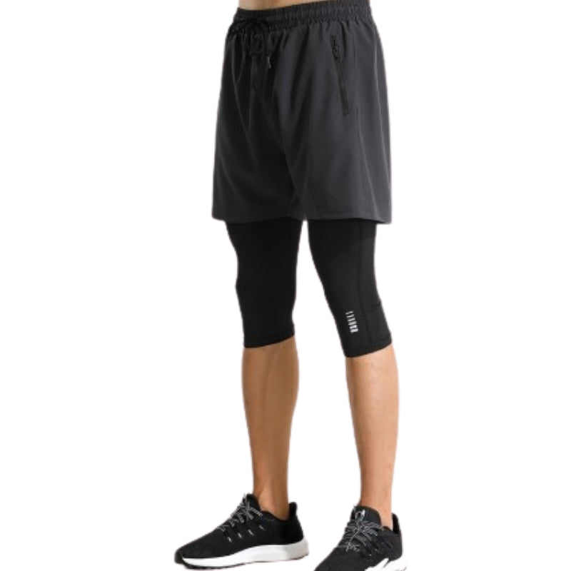 Short de Sport 2-en-1 avec Collant de Compression Intégré