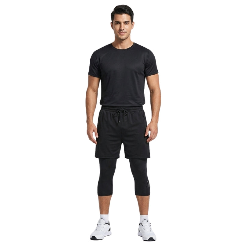 Short de Sport 2-en-1 avec Collant de Compression Intégré
